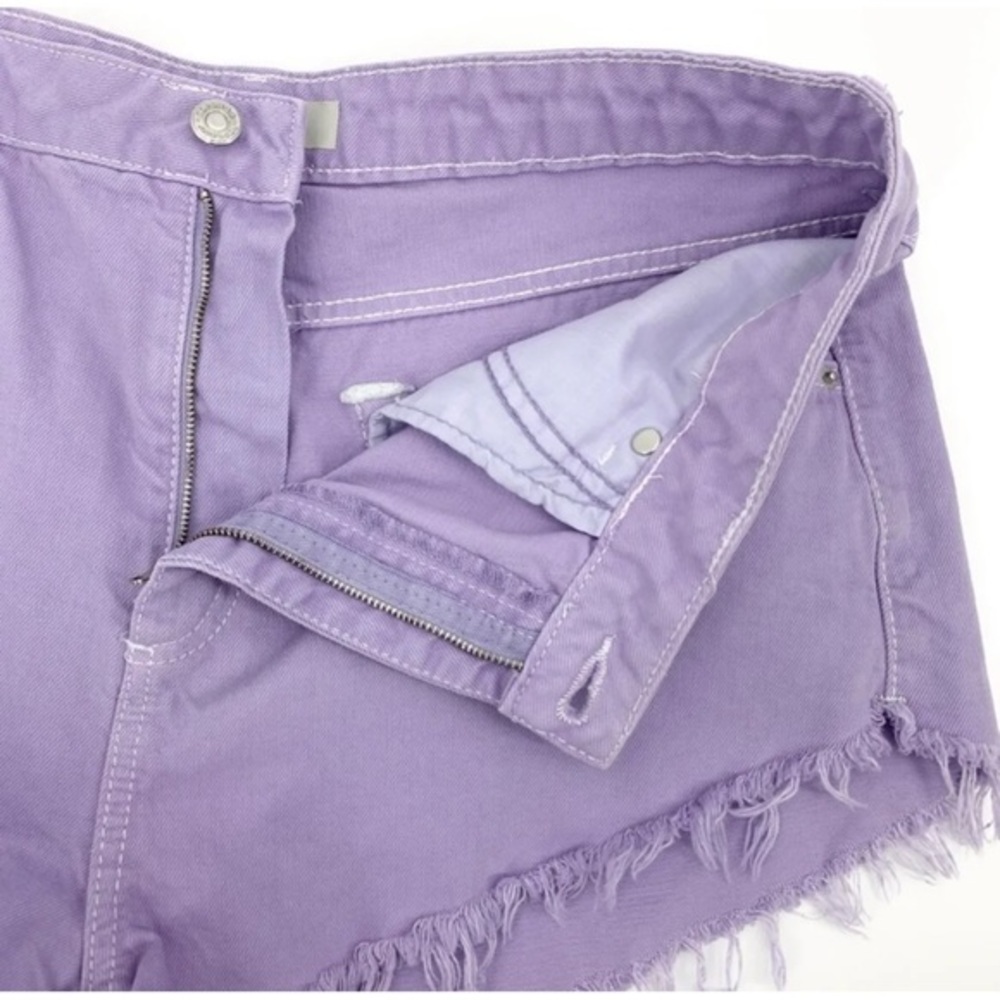 Topshop MOTO High Waist Super Short Shorts Size 2 Distressed CutOff Purple NWT - Picture 7 of 11